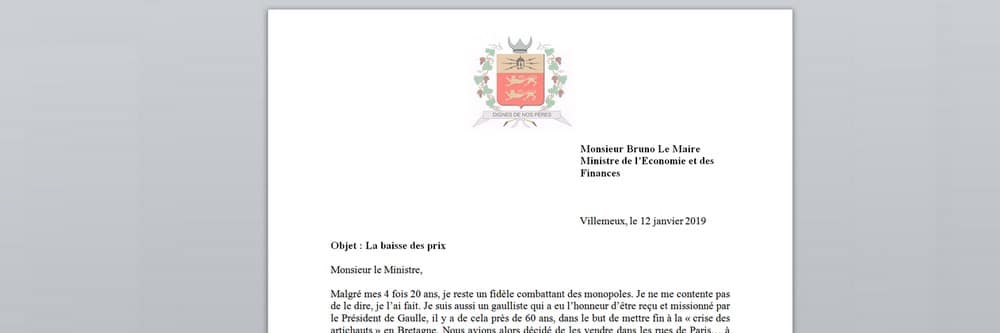 Lettre ouverte à Monsieur Bruno Le Maire